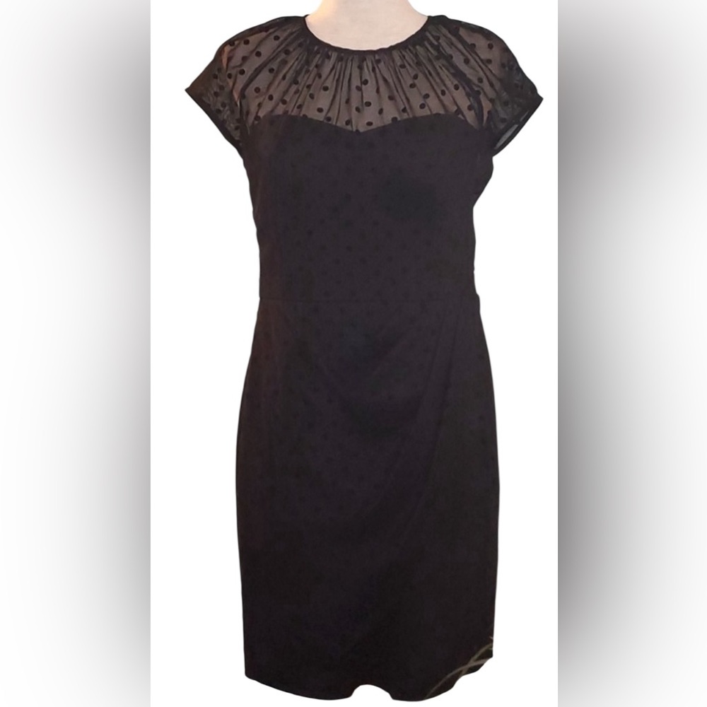 Aqua Black Polka Dot Sheath Dress